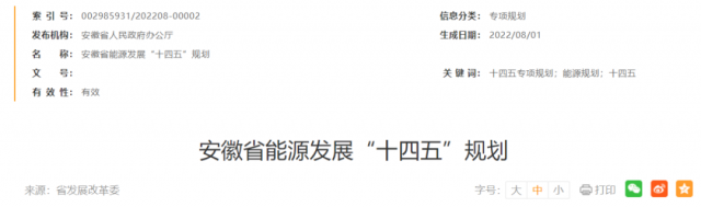 安徽：十四五新增風(fēng)電388萬(wàn)千瓦、光伏1430萬(wàn)千瓦