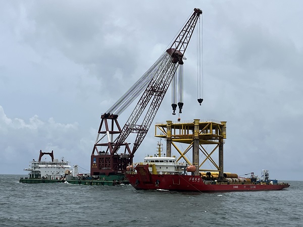 廣西防城港海上風(fēng)電示范項目開啟首臺風(fēng)機基礎(chǔ)